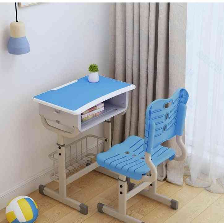 Adjustable Desk And Chairs Set With Pencil Slot