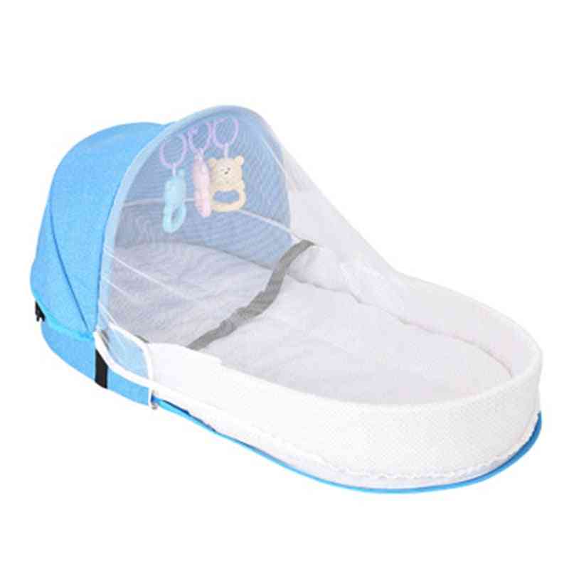 Foldable Crib, Sun Protection Mosquito Net, Sleeping Basket With Baby