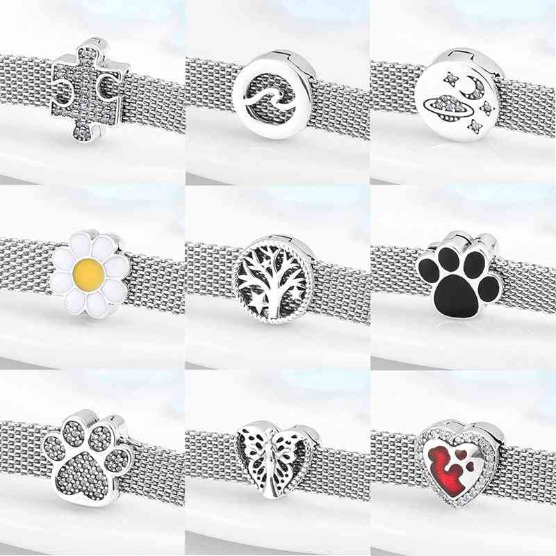 High Quality Clip Beads, Sterling Silver Hearts And Round Charms