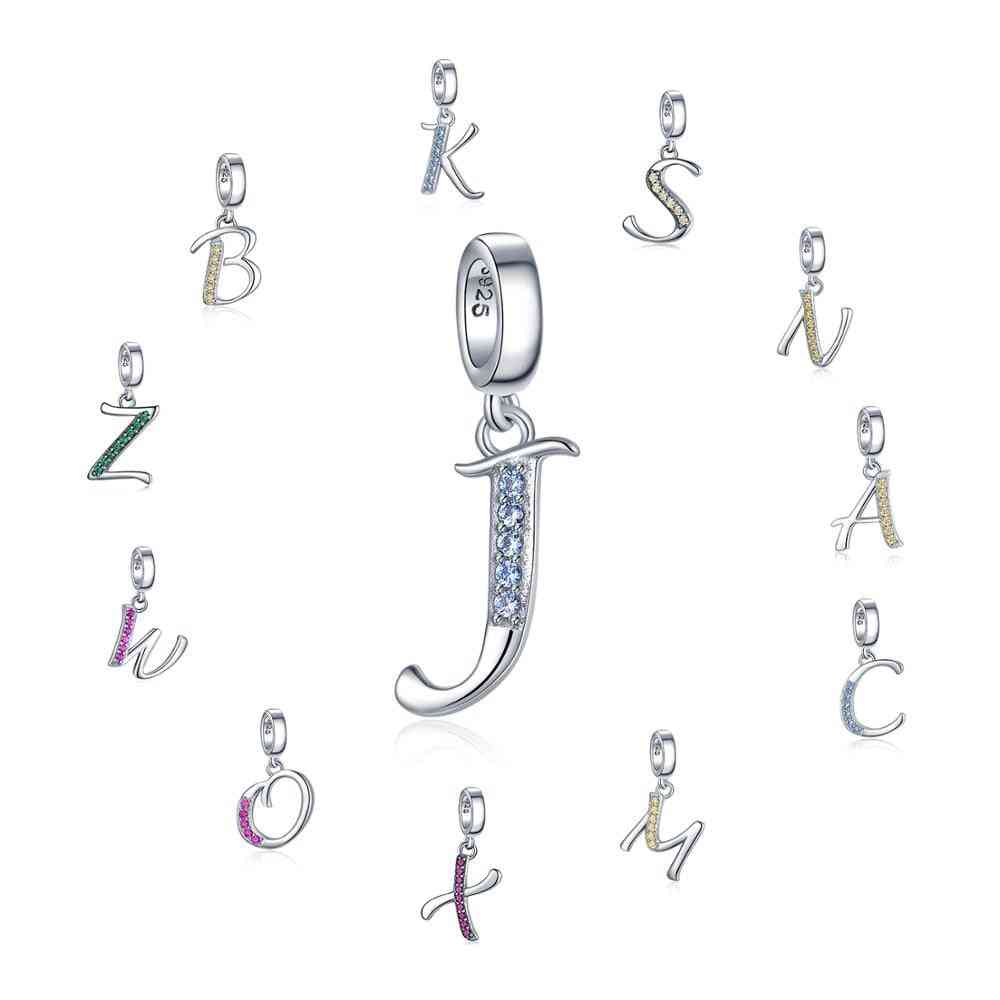 925 Sterling Silver, Initial Charms Pendant Jewelry