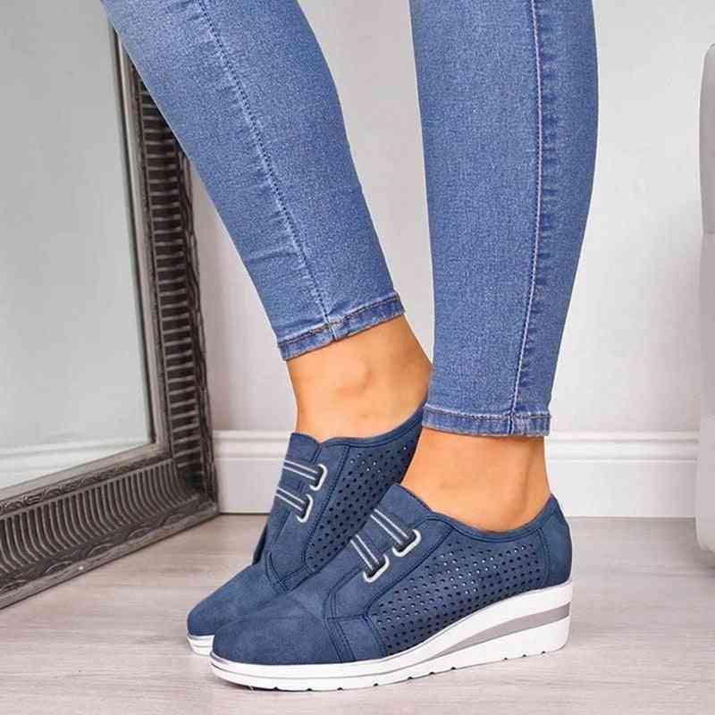 Flock High Heel, Casual Leisure Platform Breathable Flats Shoes / Sneakers For  Women