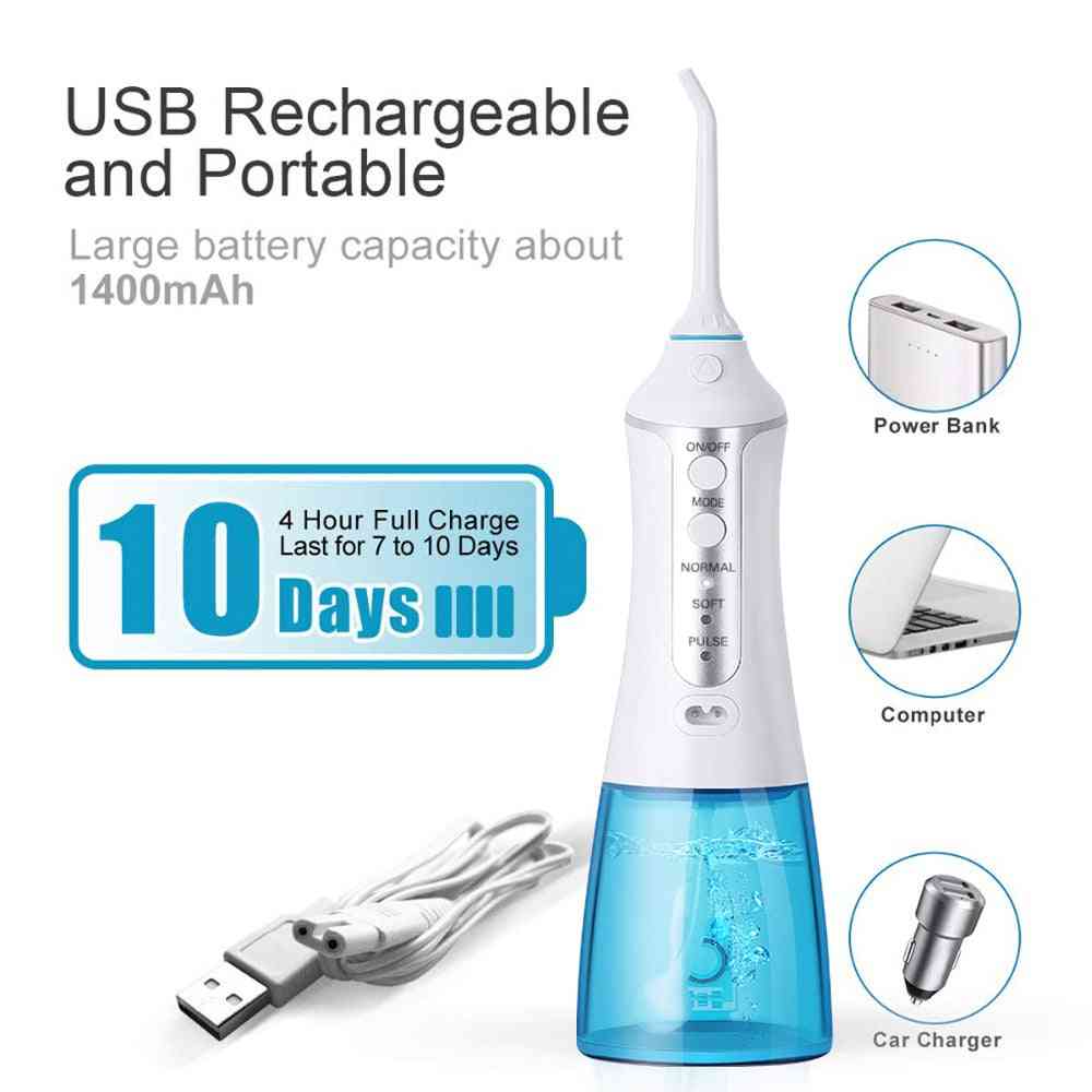 Irrigateur oral à 3 modes, soie dentaire à eau, rechargeable par USB avec jet d'eau à 5 buses