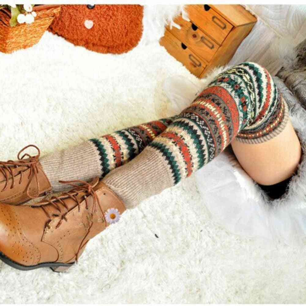 Women Winter Over Knee, Long Knit Crochet, Leg Warmers Legging