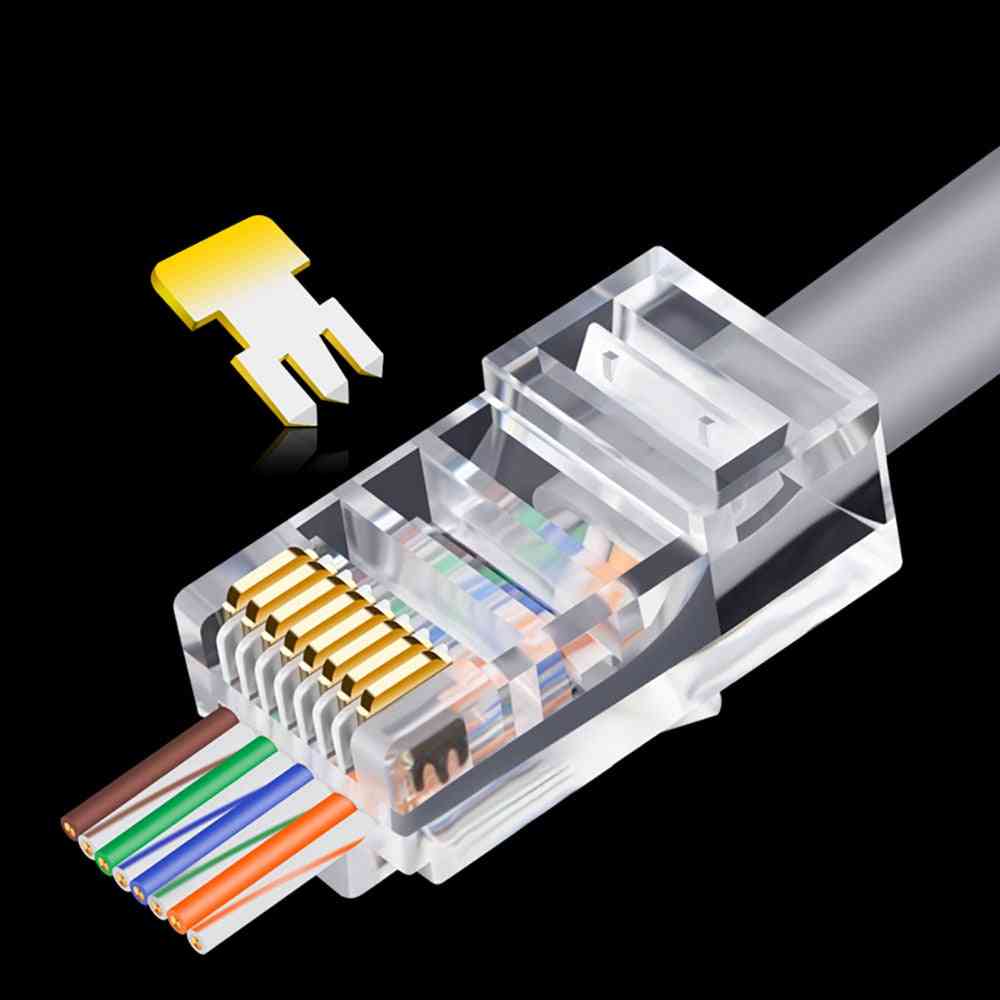 6u Gold Plated Pass Through Ethernet Cables Module Plug Network