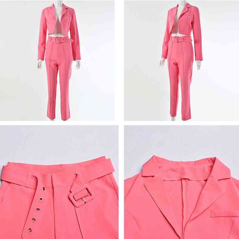 Casual Crop-top, Pant Suits, Blazer Set