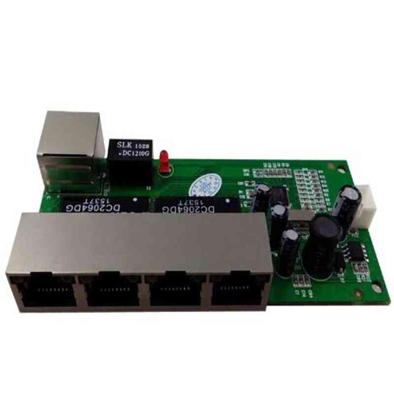 5-port 10 / 100mbps netværksafbryder 5-12V bred indgangsspænding Smart Ethernet PCB RJ45-modul med LED-indbygget