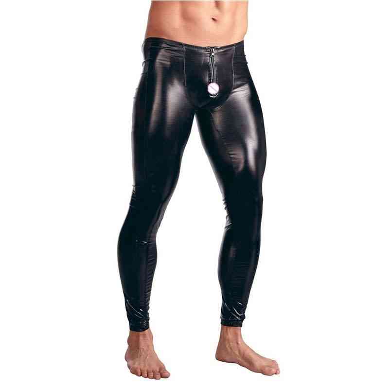 Mens Faux Patent Leather Pants, Nightclub, Stage Performance, Stretch Leggings