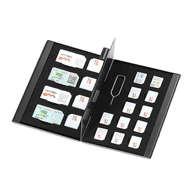 Micro broche SIM portable en aluminium 21 en 1, boîte de stockage pour carte mémoire nano