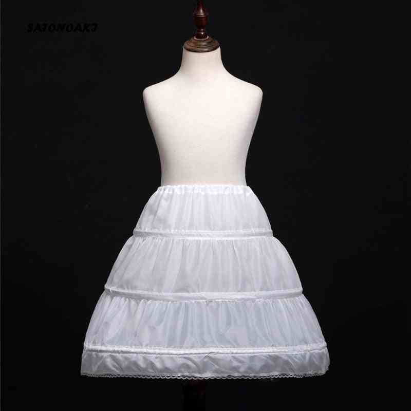 Children's Elastic Waist, A-line 3 Hoops, One Layer, Lace Trim Flower Skirt