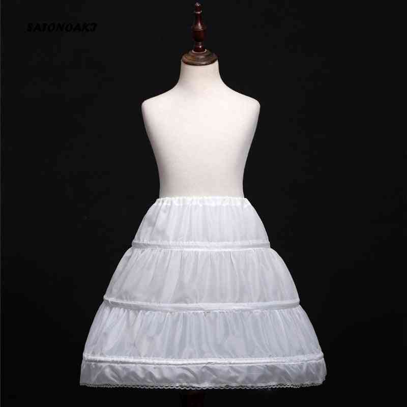 Children's Elastic Waist, A-line 3 Hoops, One Layer, Lace Trim Flower Skirt