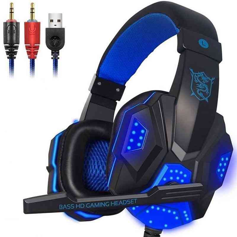 Big Headphones With Light Microphone Stereo, Earphones Gaming Headsets
