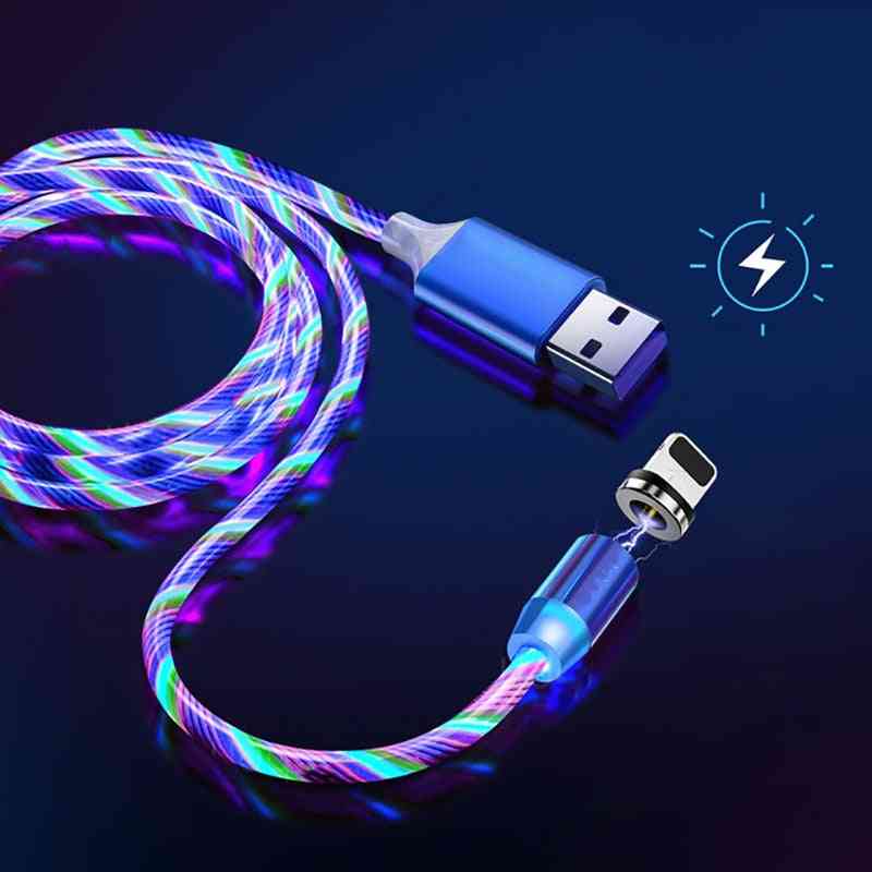 Magnetic Charge Cable For Smartphone, Flowing Glow Fast Charging Type C Code