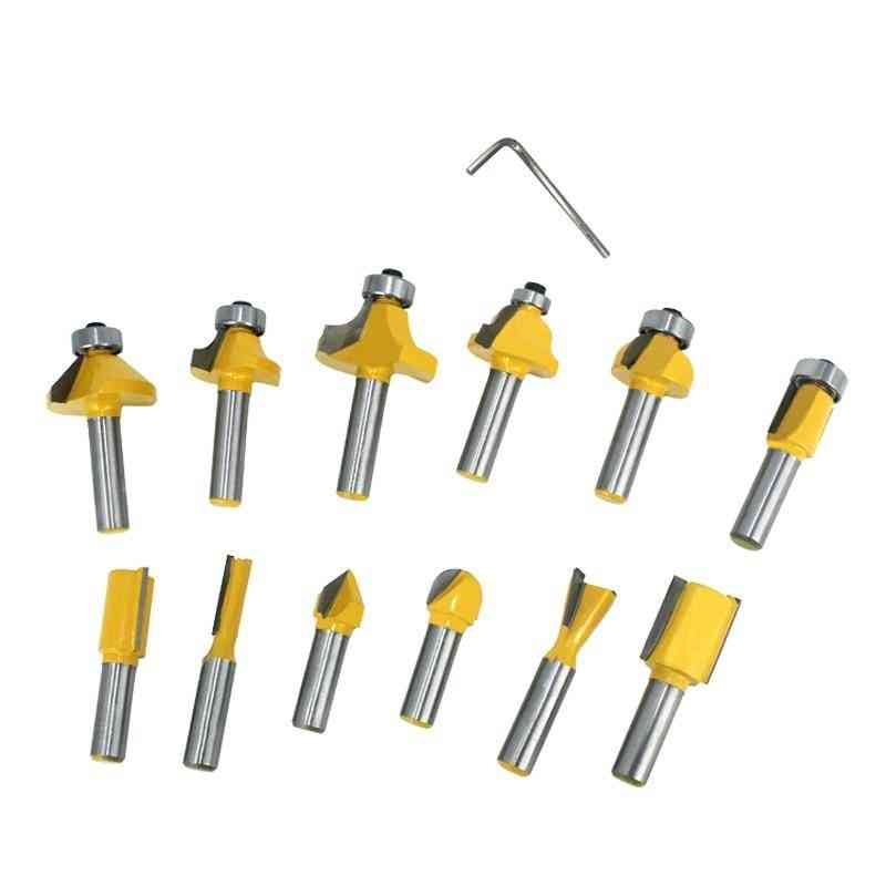 12pcs Trimming Straight Milling Cutter Wood Router Bit Set