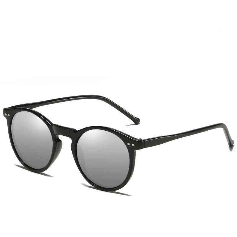 Polarized Retro Round, Sun-glasses, Vintage Goggles, Women
