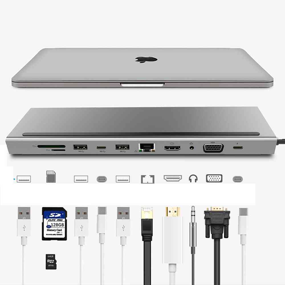 11 In 1 Usb C Laptop Docking Station Type C To Hdmi Ethernet Sd/tf Card Reader With Pd Charging