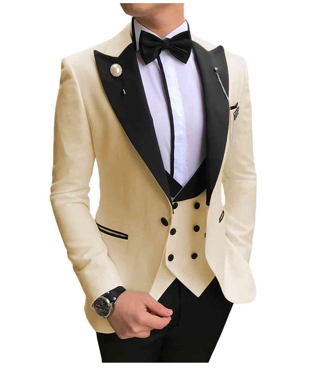 Coupe ajustée 3 pièces, smokings nobles, blazer formel, pantalon, costume de gilet