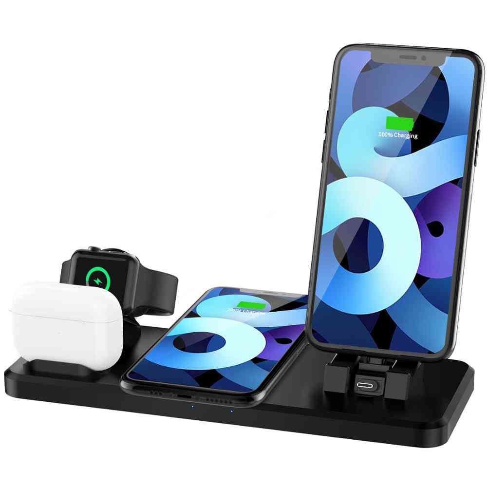 4-in-1 Foldable Charging, Dock Station, Qi Wireless, Charger Stand
