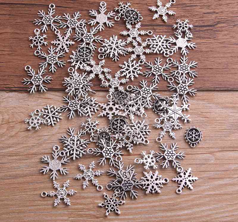 Mixed Christmas Snowflake Charms Pendants For Jewelry Making, Diy Handmade