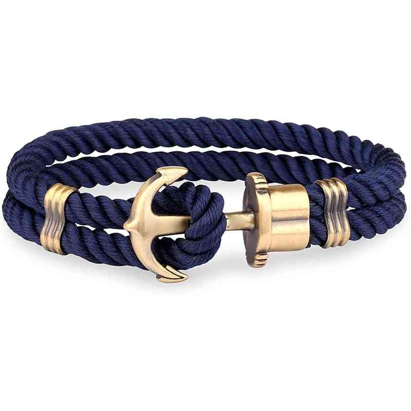 Men Anchor Bracelet,  Made Of Nylon In Navy Blue Bracelets