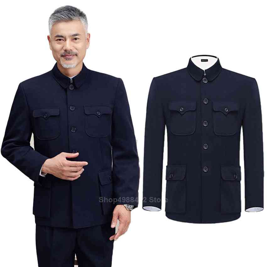 Traditional Chinese Tang, Knitting Pockets Top, Blazer Jacket