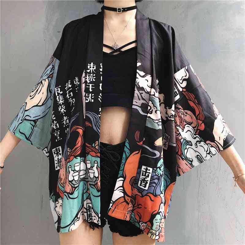 Summer- Japanese Kimono, Cardigan Traditional, Cosplay Yukata Shirt