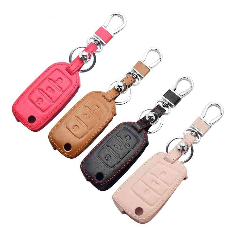 Leather Car Key Case For Flip Remote Cover