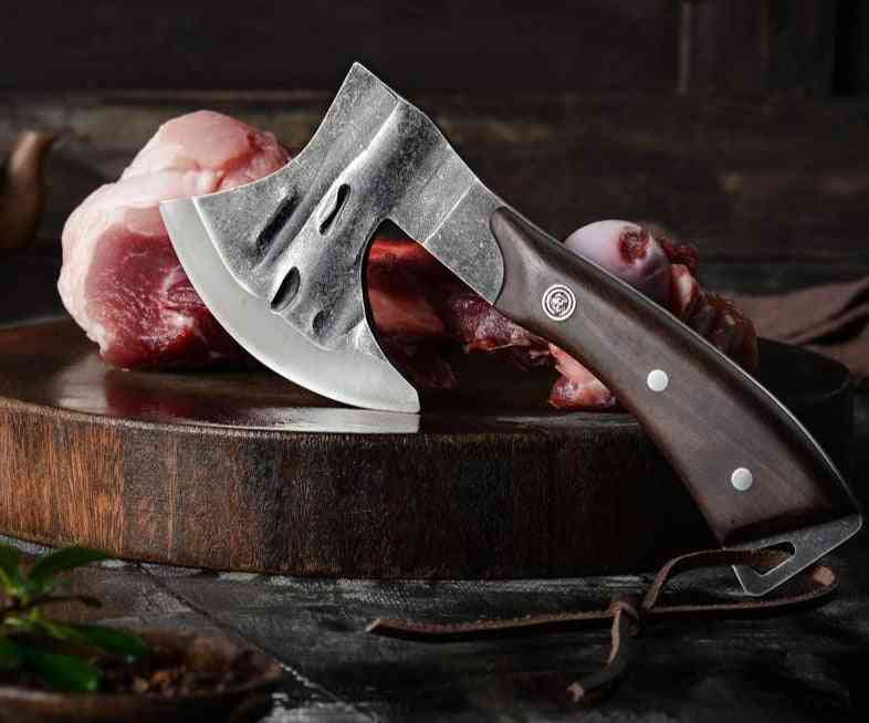 Håndlavet smedet økse, køkken kødskærer slagterkniv