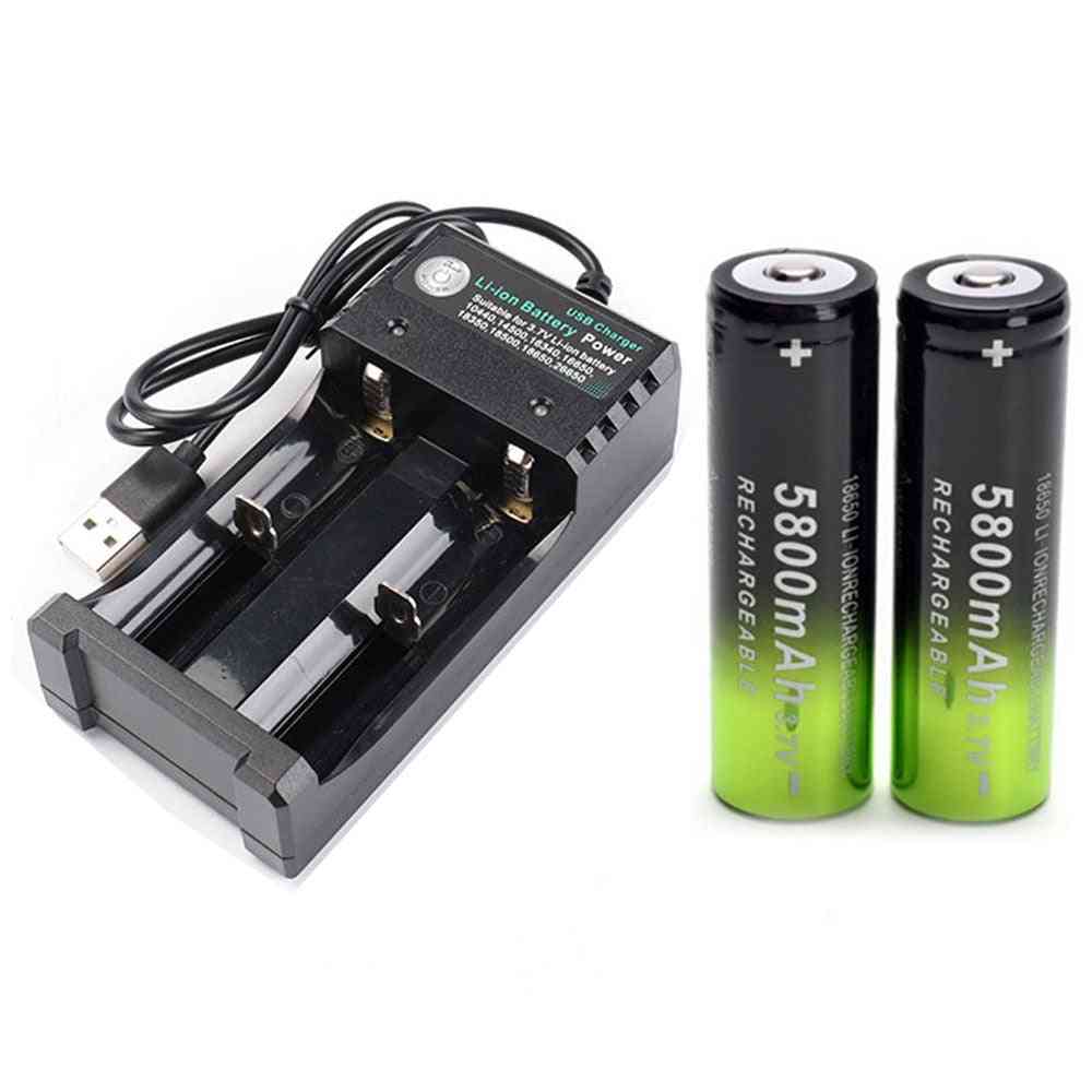 Uppladdningsbart batteri +1 batteriladdare intelligent för ficklampans strålkastare