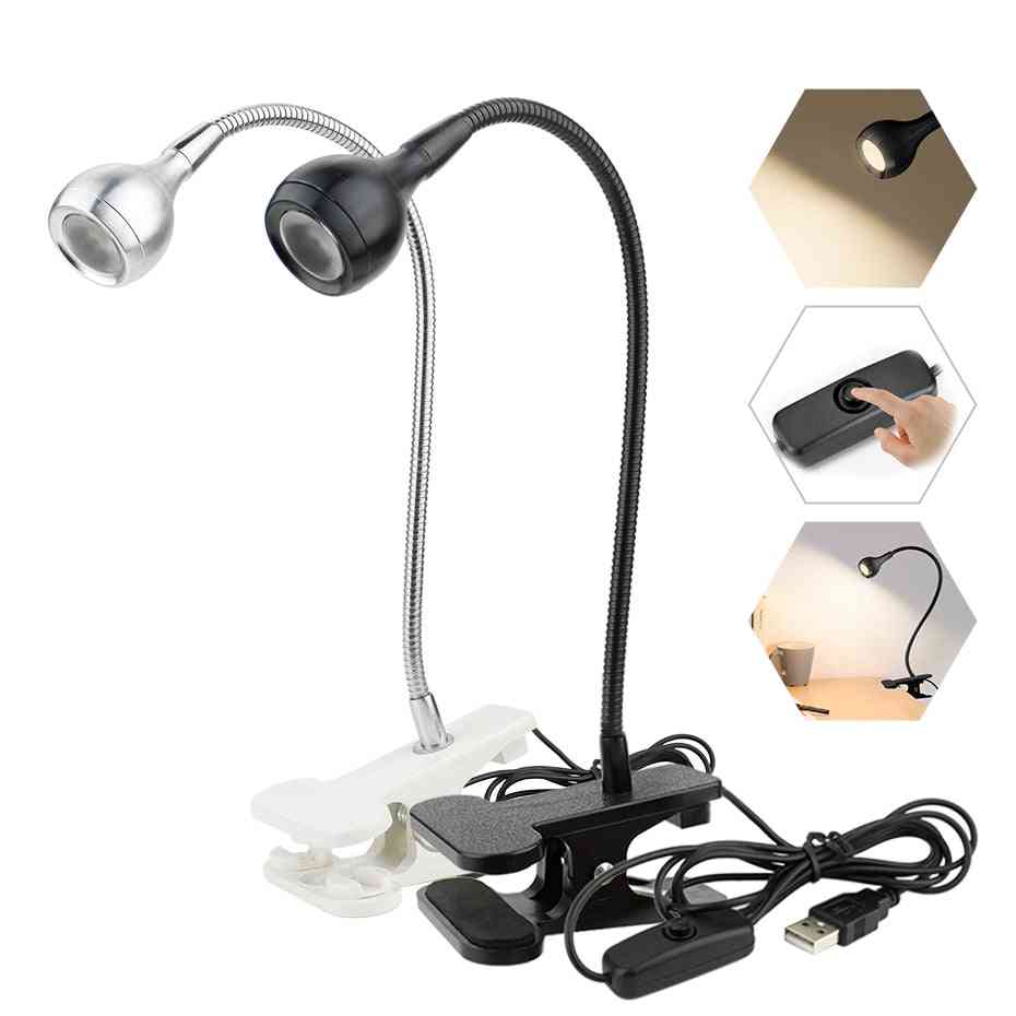 Usb Rechargeable Power Supply Desk Lamp With Clip Holder