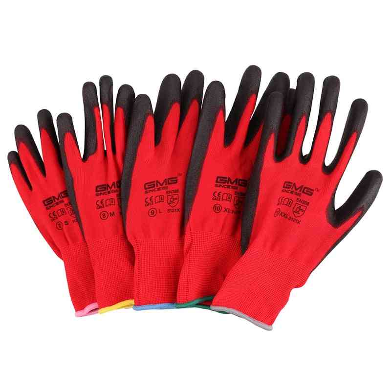 6-pairs Pu Polyester, Work Safety Gloves