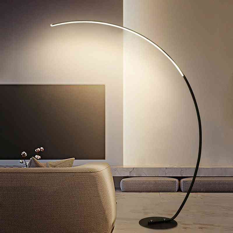 Lampadaire en forme d'arc, led moderne dimmable, télécommande, lampadaire