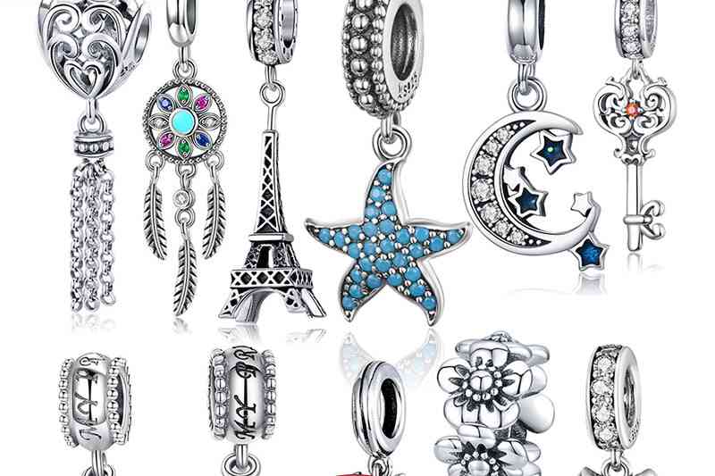 Sterling Silver- Summer Sea Starfish, Moon Stars Beads, Charms Pendants