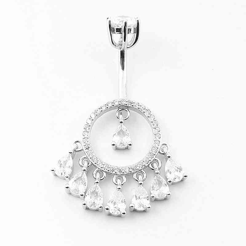 Sterling Silver Navel Cubic Zircon Belly Piercing Jewelry