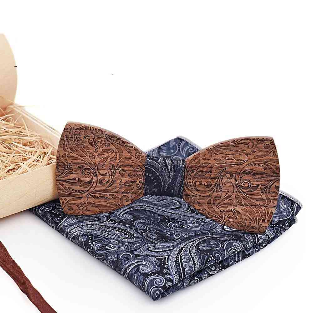 Spinki do mankietów chusteczki- gravatary drewniane muszki