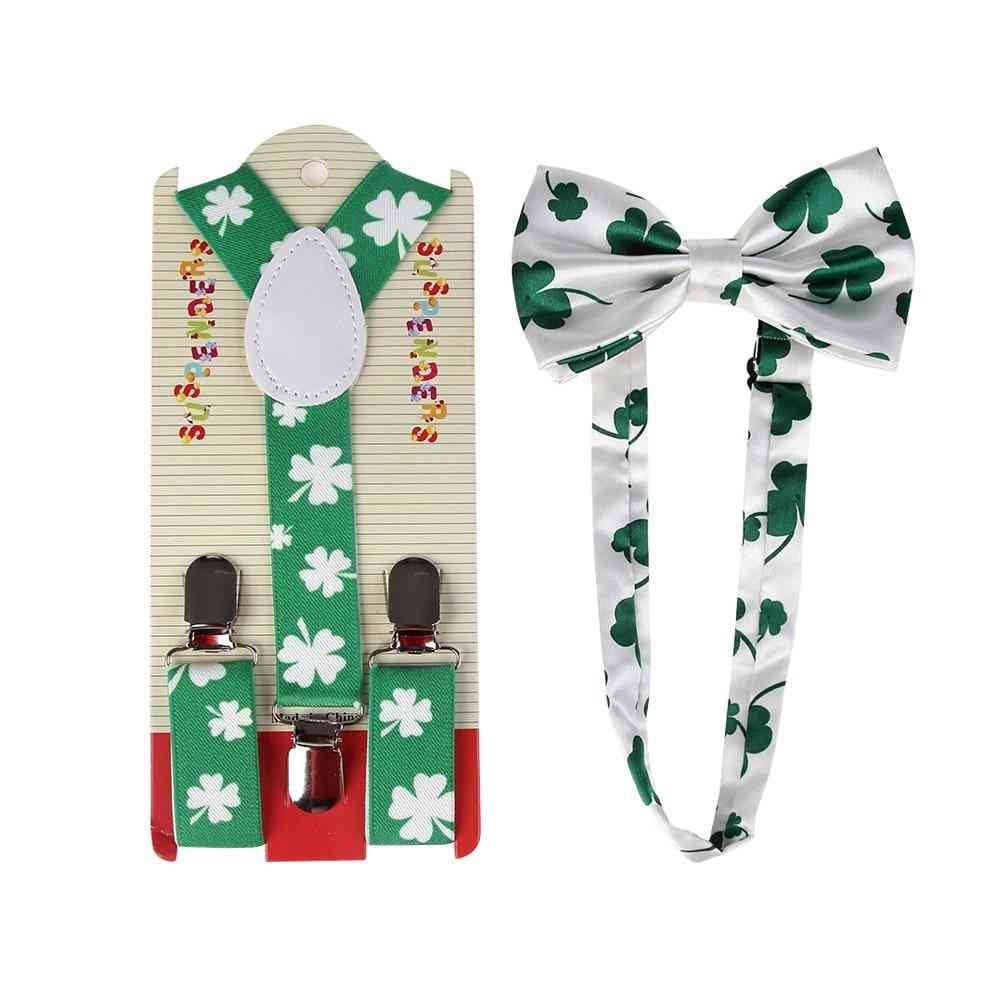 Clover Floral Bow Ties, Suspenders Sets For/girls Kids