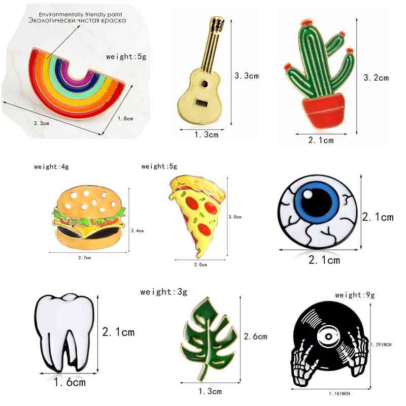 Rainbow Enamel Lapel, Cartoon Fruits, Food Mix Brooches, Badges Pins
