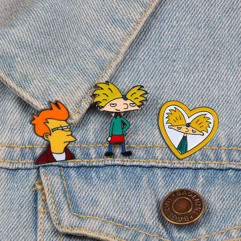 Tegneserie arnold pins, dreng emalje pin samling, broche, rygsæk revers badge smykker