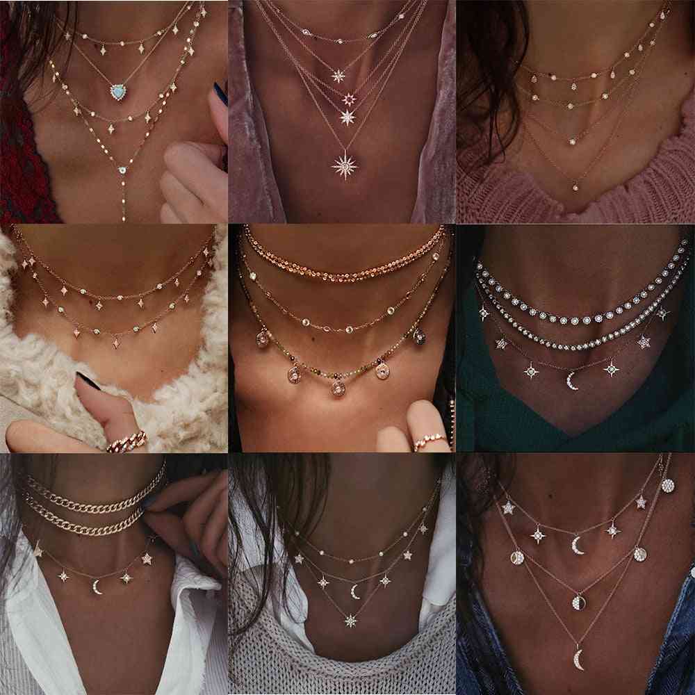 Víceprvkové křišťálové náhrdelníky, vícevrstvé přívěskové šperky