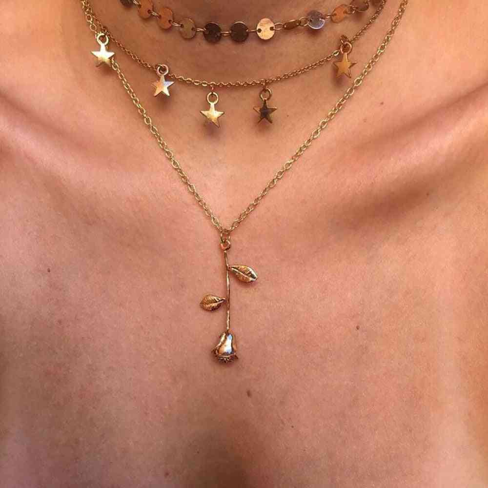 Víceprvkové křišťálové náhrdelníky, vícevrstvé přívěskové šperky