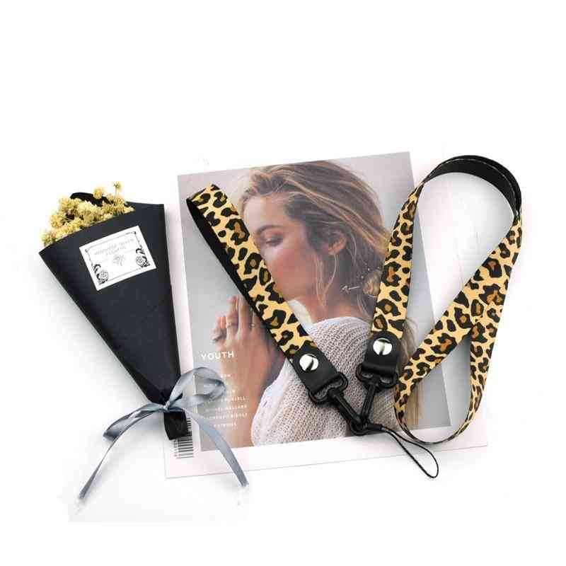 Leopard Phone Straps Lanyard For Id Card Keychain