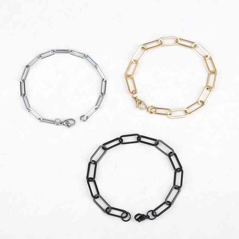 Stainless Steel Link Cable Chain Bracelets, Oval Jewelry, Men