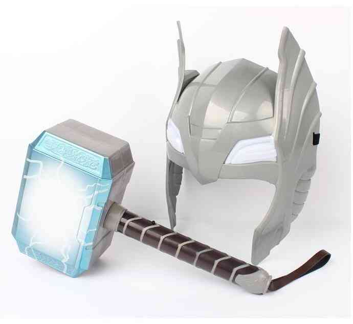 Marvel The Avengers Alliance Led Glowing And Sounding Thor's Hammer And Mask