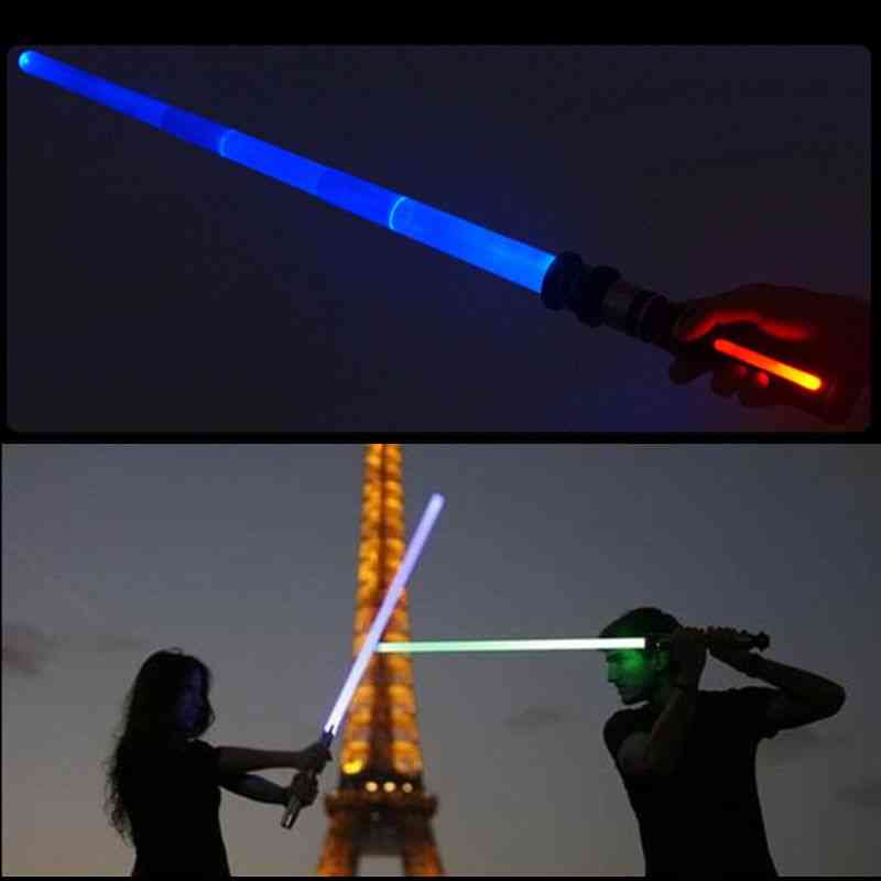 телескопичен светлинен меч, мигащ меч, косплей светещ, лазерна играчка с музикална звезда