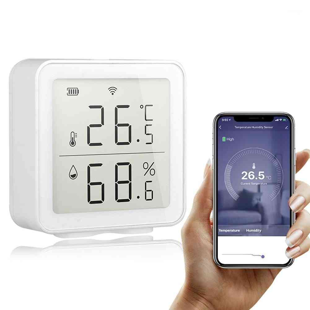 Wifi датчик за температура и влажност за вътрешен хигрометър, термометър с LCD дисплей