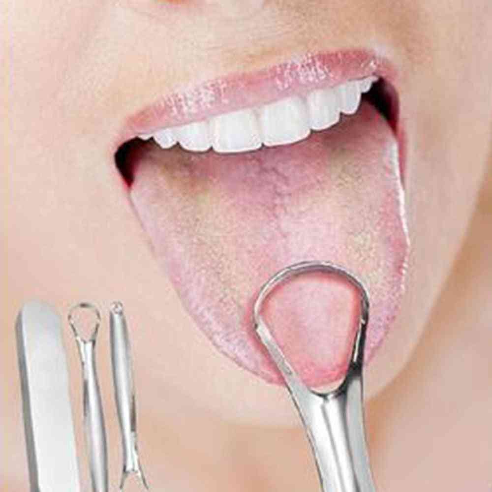 Useful Tongue Scraper, Stainless Steel, Oral Cleaner, Medical Mouth Brush, Reusable, Fresh Breath Maker