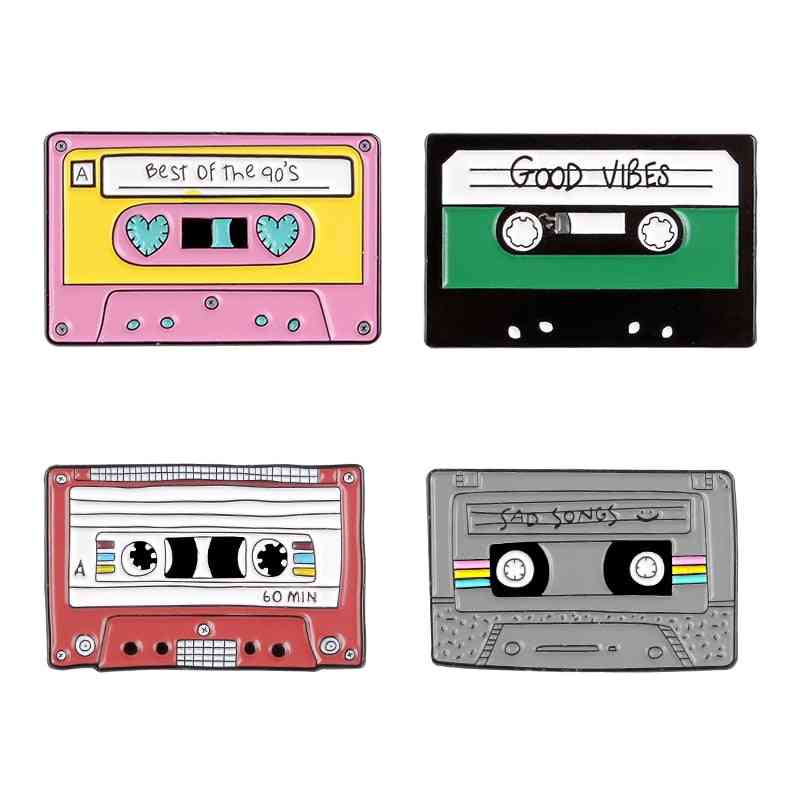 90's Music Tape Enamel Pin Vintage Nostalgic Best Song Brooches For Bag Clothes Lapel Pin Old-school Badge