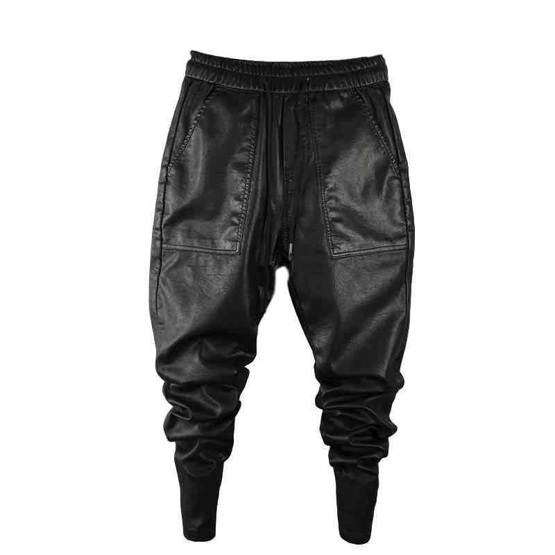 Pantaloni harem pentru bărbați, călduroși, din piele artificială