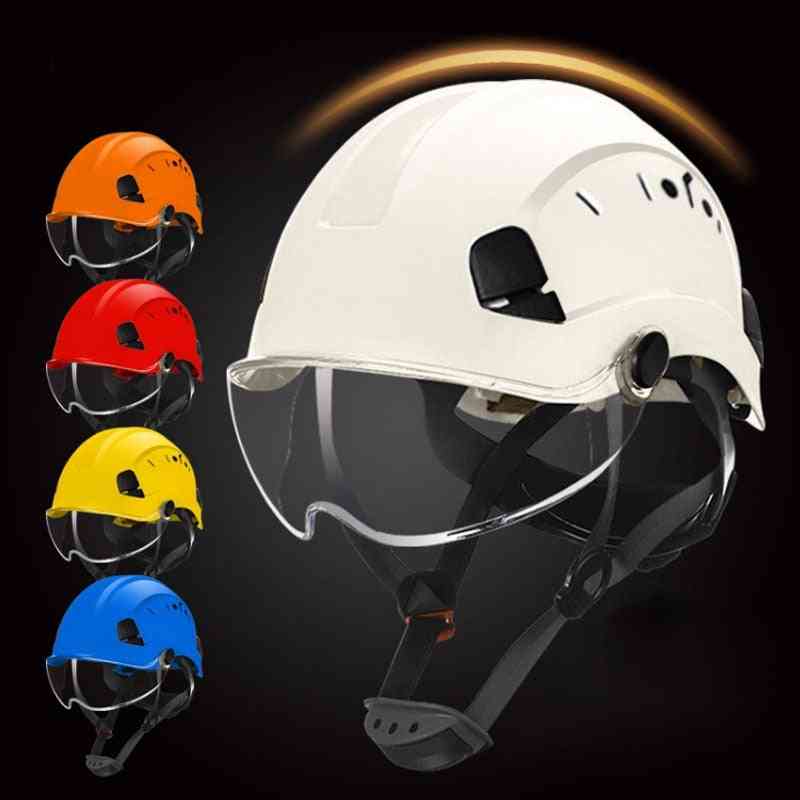 Safety Helmet With Goggles Construction Hat Abs Protective Work Cap