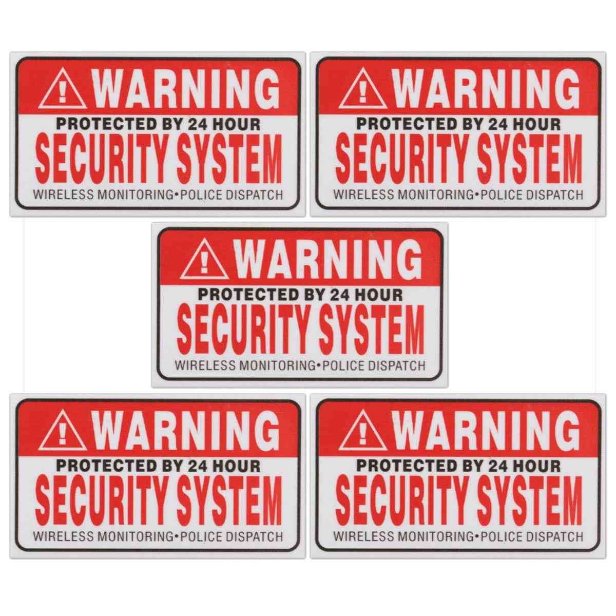 5x Protected By 24 Hour Security System Self-adhesive Stickers