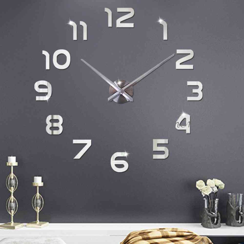 3d Silent Oversize Digital Clock Diy Large Wall Modern Designs For Living Room Acrylic Mirror Sticker